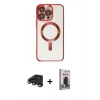 MARSİLYAN™- iPhone 15 Pro Max Kılıf Nova Işık Özel Seri - Siyah Bilvis Hayalet Cam Ekran Koruyucu + Raze Metal Kamera Lens - TMGI