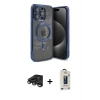MARSİLYAN™- iPhone 15 Pro Max Kılıf Nova Işık Özel Seri - Siyah Bilvis Hayalet Cam Ekran Koruyucu + Titanyum Gri Raze Metal Kamera Lens