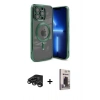 MARSİLYAN™- iPhone 15 Pro Max Kılıf Nova Işık Özel Seri - Siyah Bilvis Hayalet Cam Ekran Koruyucu + Raze Metal Kamera Lens - TMGI