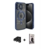 MARSİLYAN™- iPhone 15 Pro Max Kılıf Nova Işık Özel Seri - Siyah Bilvis Hayalet Cam Ekran Koruyucu + Raze Metal Kamera Lens - TMGI