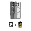 MARSİLYAN™- iPhone 15 Pro Max Kılıf Nova Işık Özel Seri - Siyah Buffer Cam Ekran Koruyucu + PVD Metal Kamera Lens - LT