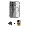 MARSİLYAN™- iPhone 15 Pro Max Kılıf Nova Işık Özel Seri - Siyah Buffer Cam Ekran Koruyucu + Raze Metal Kamera Lens - TMGI