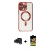 MARSİLYAN™- iPhone 15 Pro Max Kılıf Nova Işık Özel Seri - Siyah Buffer Cam Ekran Koruyucu + Raze Metal Kamera Lens - TMGI