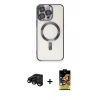 MARSİLYAN™- iPhone 15 Pro Max Kılıf Nova Işık Özel Seri - Siyah Buffer Cam Ekran Koruyucu + Siyah Raze Metal Kamera Lens