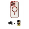 MARSİLYAN™- iPhone 15 Pro Max Kılıf Nova Işık Özel Seri - Siyah Buffer Cam Ekran Koruyucu + Siyah Raze Metal Kamera Lens
