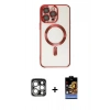 MARSİLYAN™- iPhone 15 Pro Max Kılıf Nova Işık Özel Seri - Siyah Buffer Hayalet Cam Ekran Koruyucu + PVD Metal Kamera Lens - GS