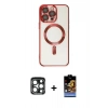 MARSİLYAN™- iPhone 15 Pro Max Kılıf Nova Işık Özel Seri - Siyah Buffer Hayalet Cam Ekran Koruyucu + PVD Metal Kamera Lens - LT