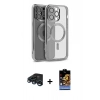 MARSİLYAN™- iPhone 15 Pro Max Kılıf Nova Işık Özel Seri - Siyah Buffer Hayalet Cam Ekran Koruyucu + Raze Metal Kamera Lens - LT
