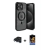MARSİLYAN™- iPhone 15 Pro Max Kılıf Nova Işık Özel Seri - Siyah Buffer Hayalet Cam Ekran Koruyucu + Raze Metal Kamera Lens - LT