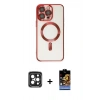 MARSİLYAN™- iPhone 15 Pro Max Kılıf Nova Işık Özel Seri - Siyah Buffer Hayalet Cam Ekran Koruyucu + PVD Metal Kamera Lens - SH