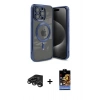 MARSİLYAN™- iPhone 15 Pro Max Kılıf Nova Işık Özel Seri - Siyah Buffer Hayalet Cam Ekran Koruyucu + Titanyum Gri Raze Metal Kamera Lens