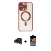 MARSİLYAN™- iPhone 15 Pro Max Kılıf Nova Işık Özel Seri - Siyah Buffer Hayalet Cam Ekran Koruyucu + Titanyum Gri Raze Metal Kamera Lens