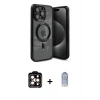 MARSİLYAN™- iPhone 15 Pro Max Kılıf Nova Işık Özel Seri - Siyah Joko Magic 5D Cam + PVD Metal Kamera Lens - TU