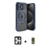 MARSİLYAN™- iPhone 15 Pro Max Kılıf Nova Işık Özel Seri - Siyah Joko Magic 5D Hayalet Cam + Gümüş PVD Metal Kamera Lens