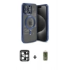 MARSİLYAN™- iPhone 15 Pro Max Kılıf Nova Işık Özel Seri - Siyah Joko Magic 5D Hayalet Cam + PVD Metal Kamera Lens - LT
