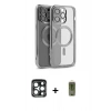 MARSİLYAN™- iPhone 15 Pro Max Kılıf Nova Işık Özel Seri - Siyah Joko Magic 5D Hayalet Cam + PVD Metal Kamera Lens - LT