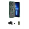 MARSİLYAN™- iPhone 15 Pro Max Kılıf Nova Işık Özel Seri - Siyah Joko Magic 5D Hayalet Cam + Raze Metal Kamera Lens - SH