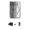 MARSİLYAN™- iPhone 15 Pro Max Kılıf Nova Işık Özel Seri - Siyah Joko Magic 5D Hayalet Cam + Raze Metal Kamera Lens - TMGI