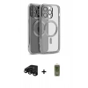 MARSİLYAN™- iPhone 15 Pro Max Kılıf Nova Işık Özel Seri - Siyah Joko Magic 5D Hayalet Cam + Raze Metal Kamera Lens - SH
