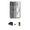 MARSİLYAN™- iPhone 15 Pro Max Kılıf Nova Işık Özel Seri - Siyah Joko Magic 5D Hayalet Cam + Raze Metal Kamera Lens - GS