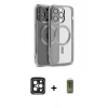 MARSİLYAN™- iPhone 15 Pro Max Kılıf Nova Işık Özel Seri - Siyah Joko Magic 5D Hayalet Cam + PVD Metal Kamera Lens - SH
