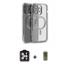 MARSİLYAN™- iPhone 15 Pro Max Kılıf Nova Işık Özel Seri - Siyah Joko Magic 5D Hayalet Cam + PVD Metal Kamera Lens - TU