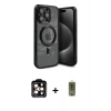MARSİLYAN™- iPhone 15 Pro Max Kılıf Nova Işık Özel Seri - Siyah Joko Magic 5D Hayalet Cam + PVD Metal Kamera Lens - TU