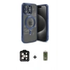 MARSİLYAN™- iPhone 15 Pro Max Kılıf Nova Işık Özel Seri - Siyah Joko Magic 5D Hayalet Cam + PVD Metal Kamera Lens - TU