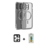 MARSİLYAN™- iPhone 15 Pro Max Kılıf Nova Işık Özel Seri - Siyah Polymer Nano Ekran Koruyucu + PVD Metal Kamera Lens - GS