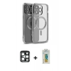 MARSİLYAN™- iPhone 15 Pro Max Kılıf Nova Işık Özel Seri - Siyah Polymer Nano Ekran Koruyucu + PVD Metal Kamera Lens - LT