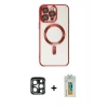 MARSİLYAN™- iPhone 15 Pro Max Kılıf Nova Işık Özel Seri - Siyah Polymer Nano Ekran Koruyucu + PVD Metal Kamera Lens - LT