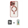 MARSİLYAN™- iPhone 15 Pro Max Kılıf Nova Işık Özel Seri - Siyah Polymer Nano Ekran Koruyucu + Siyah PVD Metal Kamera Lens
