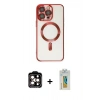 MARSİLYAN™- iPhone 15 Pro Max Kılıf Nova Işık Özel Seri - Siyah Polymer Nano Ekran Koruyucu + PVD Metal Kamera Lens - TU