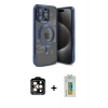 MARSİLYAN™- iPhone 15 Pro Max Kılıf Nova Işık Özel Seri - Siyah Polymer Nano Ekran Koruyucu + PVD Metal Kamera Lens - TU