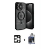 MARSİLYAN™- iPhone 15 Pro Max Kılıf Nova Işık Özel Seri - Siyah Vanessa Magic Cam + PVD Metal Kamera Lens - GS