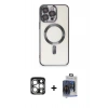MARSİLYAN™- iPhone 15 Pro Max Kılıf Nova Işık Özel Seri - Siyah Vanessa Magic Cam + PVD Metal Kamera Lens - GS
