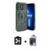 MARSİLYAN™- iPhone 15 Pro Max Kılıf Nova Işık Özel Seri - Siyah Vanessa Magic Cam + PVD Metal Kamera Lens - TU
