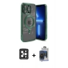 MARSİLYAN™- iPhone 15 Pro Max Kılıf Nova Işık Özel Seri - Siyah Vanessa Magic Cam + PVD Metal Kamera Lens - SH