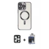 MARSİLYAN™- iPhone 15 Pro Max Kılıf Nova Işık Özel Seri - Siyah Vanessa Magic Cam + PVD Metal Kamera Lens - LT