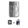 MARSİLYAN™- iPhone 15 Pro Max Kılıf Nova Işık Özel Seri - Siyah Vanessa Magic Cam + PVD Metal Kamera Lens - SH