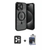 MARSİLYAN™- iPhone 15 Pro Max Kılıf Nova Işık Özel Seri - Siyah Vanessa Magic Cam + PVD Metal Kamera Lens - SH
