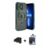 MARSİLYAN™- iPhone 15 Pro Max Kılıf Nova Işık Özel Seri - Siyah Vanessa Magic Cam + Raze Metal Kamera Lens - TMGI