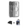 MARSİLYAN™- iPhone 15 Pro Max Kılıf Nova Işık Özel Seri - Siyah Vanessa Magic Cam + Raze Metal Kamera Lens - TMGI