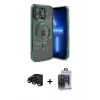 MARSİLYAN™- iPhone 15 Pro Max Kılıf Nova Işık Özel Seri - Siyah Vanessa Magic Cam + Raze Metal Kamera Lens - SH