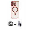 MARSİLYAN™- iPhone 15 Pro Max Kılıf Nova Işık Özel Seri - Siyah Vanessa Magic Hayalet Cam + Gri PVD Metal Kamera Lens