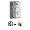 MARSİLYAN™- iPhone 15 Pro Max Kılıf Nova Işık Özel Seri - Siyah Vanessa Magic Hayalet Cam + PVD Metal Kamera Lens - LT