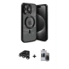MARSİLYAN™- iPhone 15 Pro Max Kılıf Nova Işık Özel Seri - Siyah Vanessa Magic Hayalet Cam + Raze Metal Kamera Lens - GS