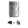 MARSİLYAN™- iPhone 15 Pro Max Kılıf Nova Işık Özel Seri - Siyah Vanessa Magic Hayalet Cam + Raze Metal Kamera Lens - TMGI