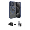 MARSİLYAN™- iPhone 15 Pro Max Kılıf Nova Işık Özel Seri - Siyah Vanessa Magic Hayalet Cam + Raze Metal Kamera Lens - TMGI
