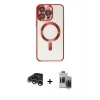 MARSİLYAN™- iPhone 15 Pro Max Kılıf Nova Işık Özel Seri - Siyah Vanessa Magic Hayalet Cam + Raze Metal Kamera Lens - GS